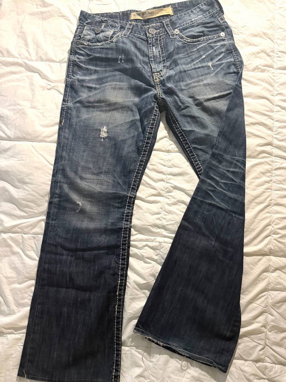 Big Star Distressed Mens Blue Jeans 33R